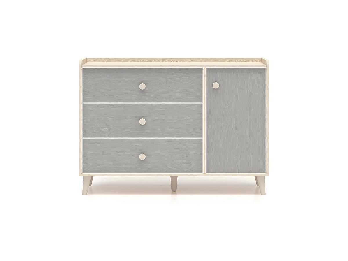 Alycia beige en grijze 1-deurs commode met 3 laden
