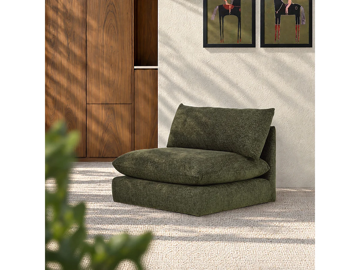 Chauffeuse modulable en chenille chiné vert LEOPOLD
