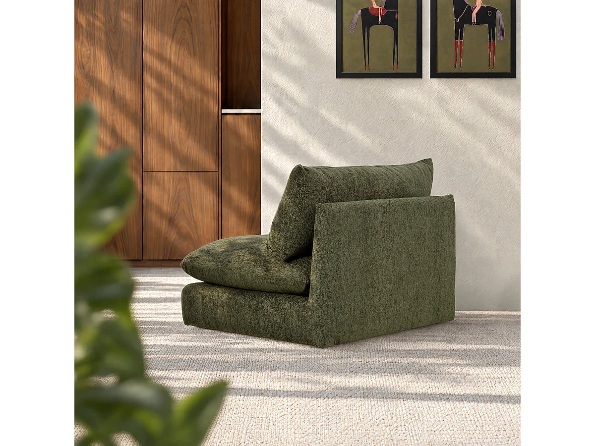 Chauffeuse modulable en chenille chiné vert LEOPOLD