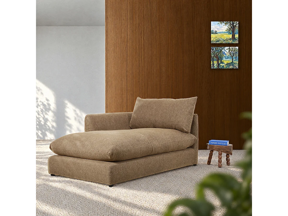 Méridienne gauche modulable en tissu texturé