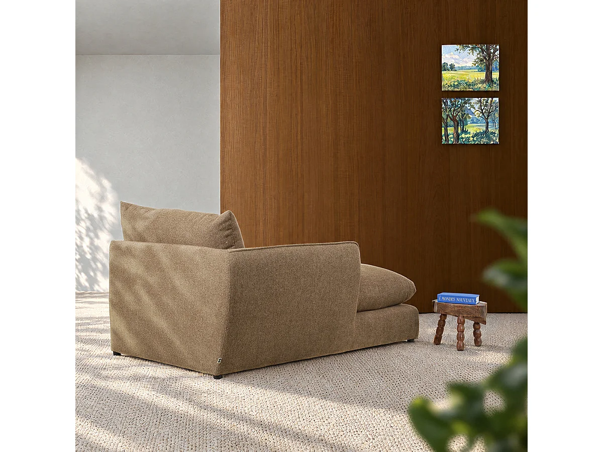 Méridienne gauche modulable en tissu texturé