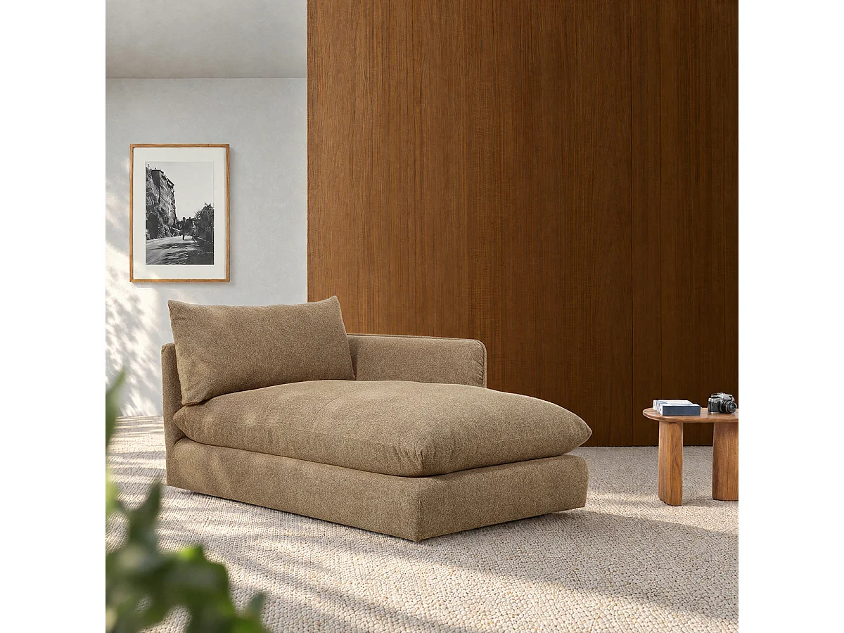 Méridienne droite modulable en tissu texturé