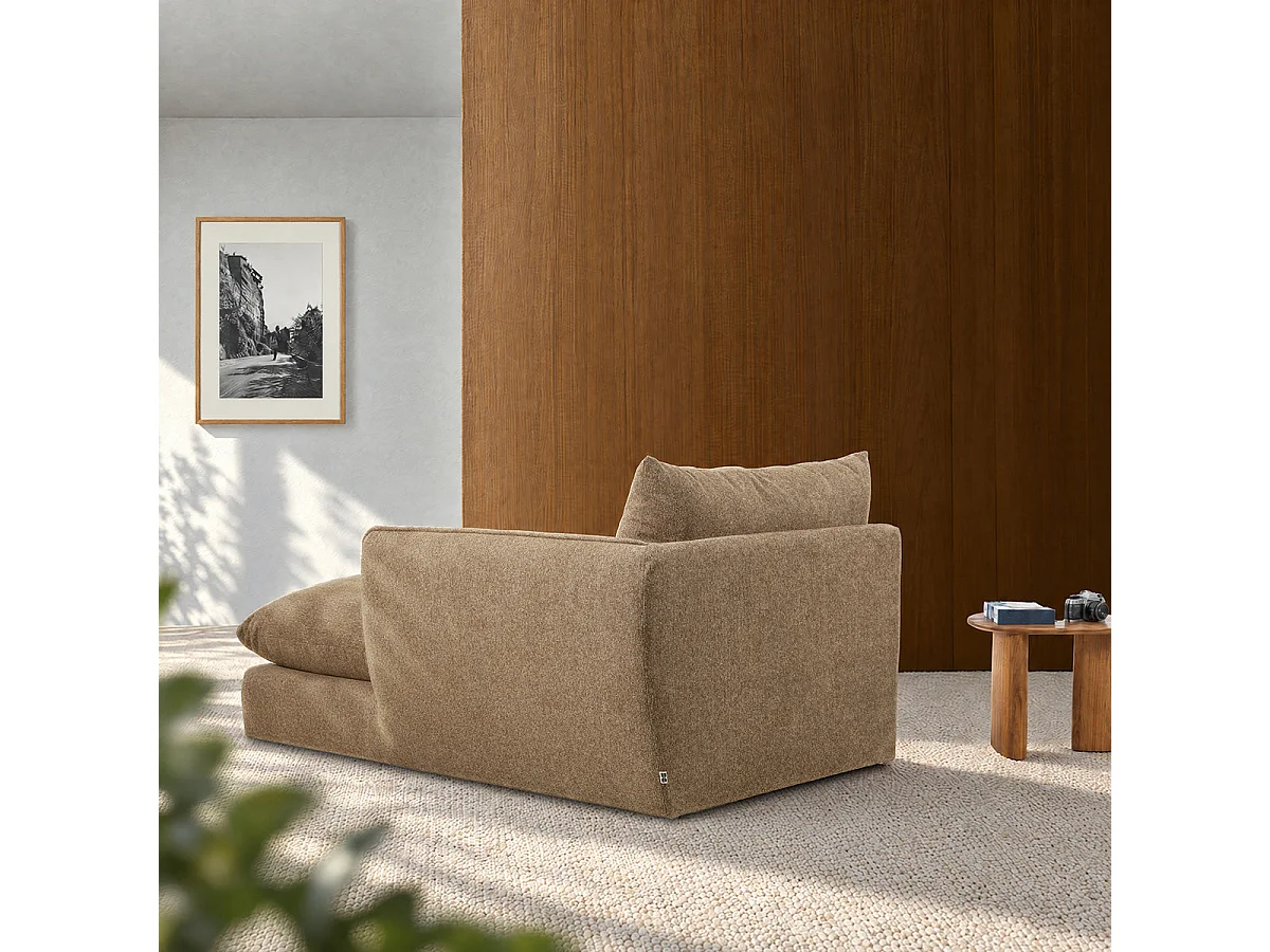 Méridienne droite modulable en tissu texturé