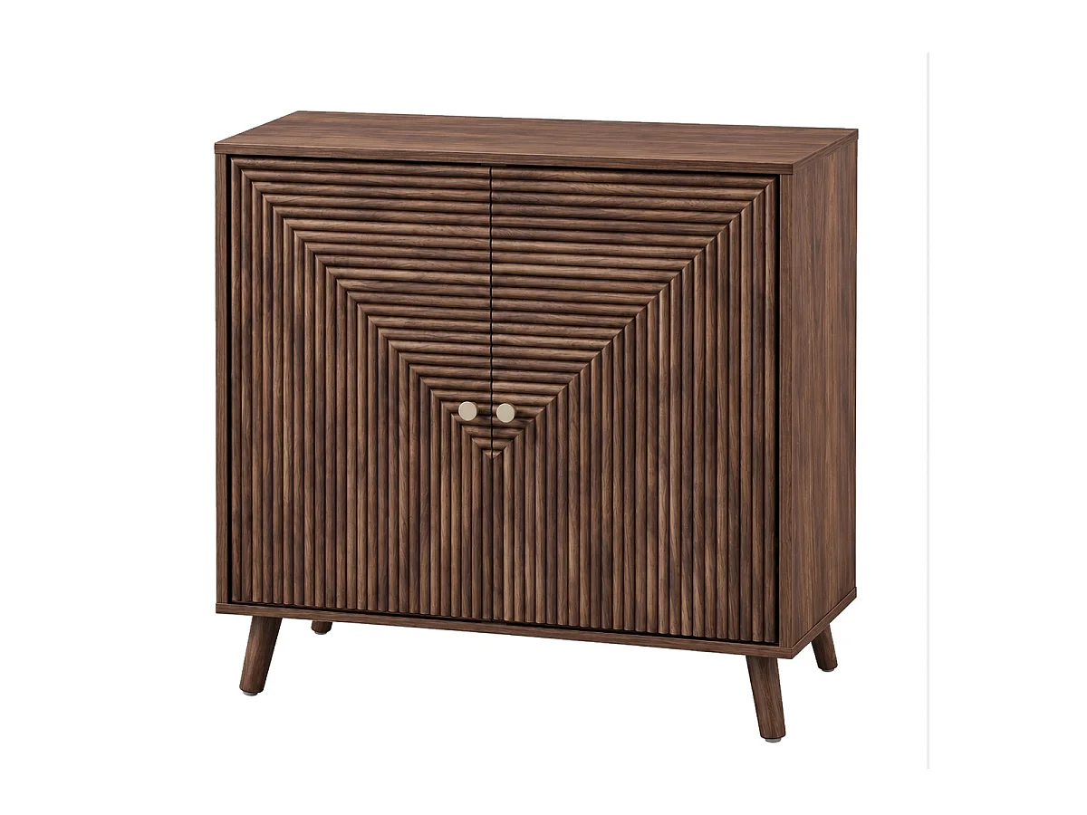 Modern L-Shaped Dresser with Lamellen-Effect Doors, 2-Door, L80 cm - EDEN