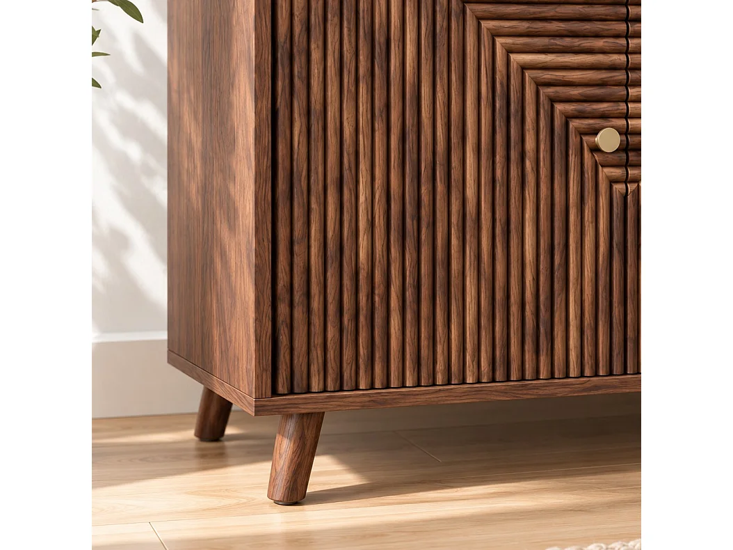 Modern L-Shaped Dresser with Lamellen-Effect Doors, 2-Door, L80 cm - EDEN