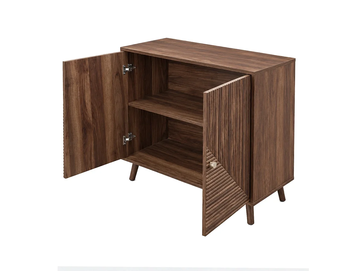 Modern L-Shaped Dresser with Lamellen-Effect Doors, 2-Door, L80 cm - EDEN