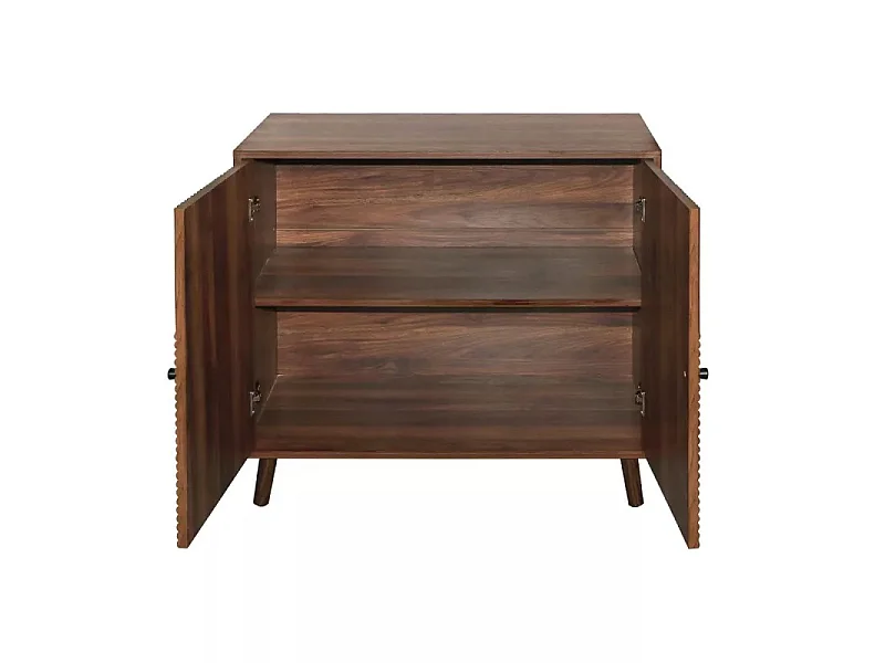 Modern L-Shaped Dresser with Lamellen-Effect Doors, 2-Door, L80 cm - EDEN