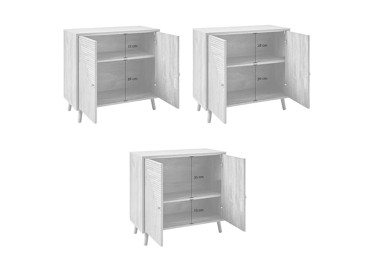 Modern L-Shaped Dresser with Lamellen-Effect Doors, 2-Door, L80 cm - EDEN