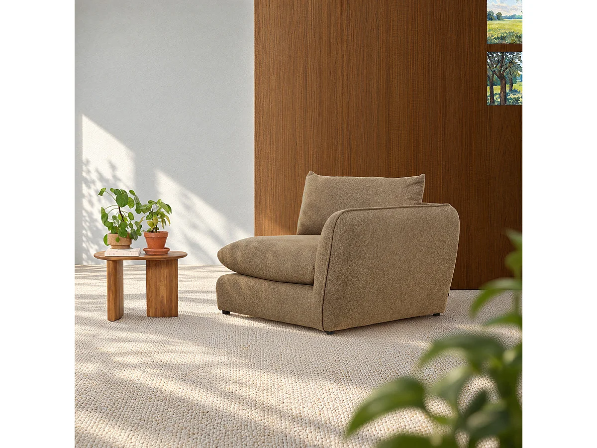 Angle droit modulable en tissu texturé marron clair chiné LEOPOLD