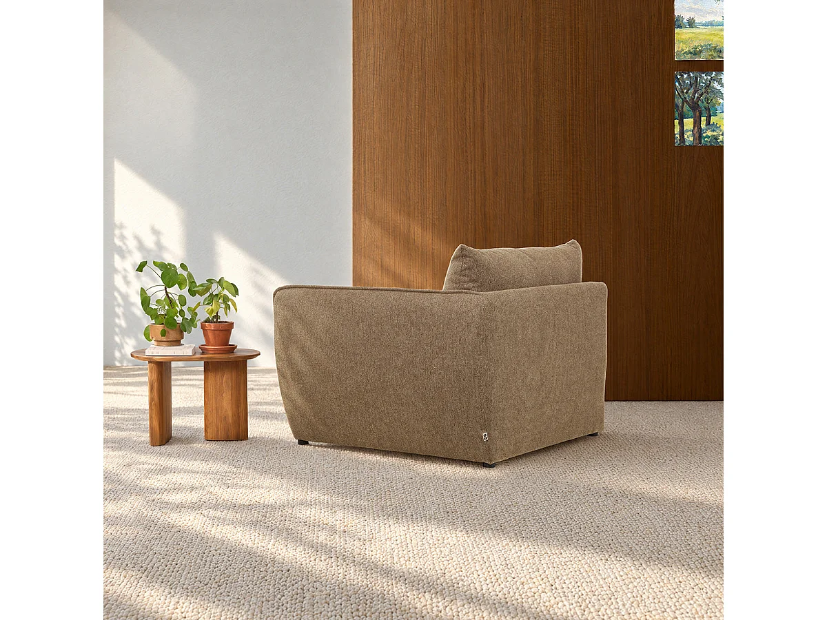 Angle droit modulable en tissu texturé marron clair chiné LEOPOLD
