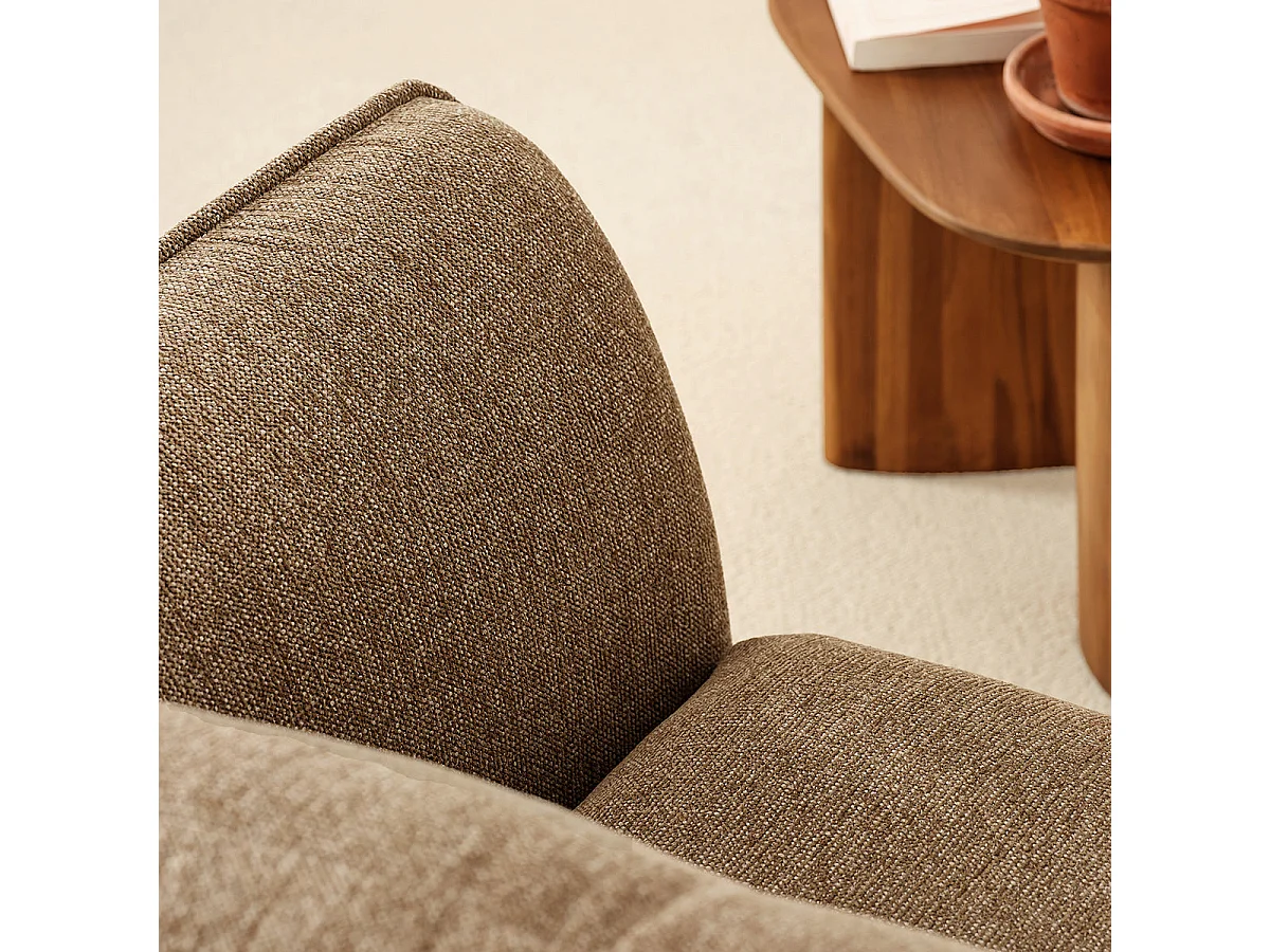Angle droit modulable en tissu texturé marron clair chiné LEOPOLD