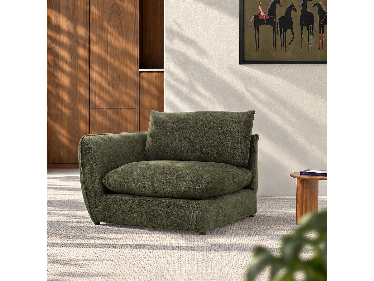 Angle gauche modulable en chenille chiné vert LEOPOLD