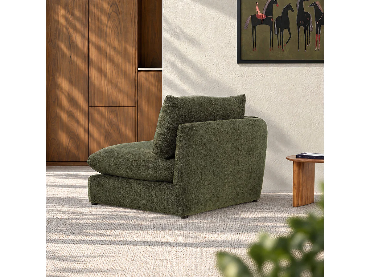 Angle gauche modulable en chenille chiné vert LEOPOLD