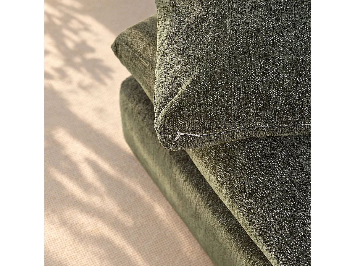 Angle gauche modulable en chenille chiné vert LEOPOLD