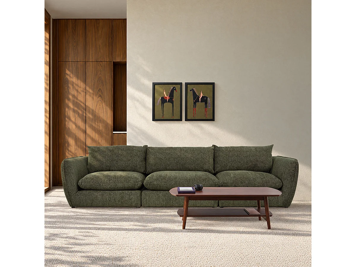 Angle gauche modulable en chenille chiné vert LEOPOLD