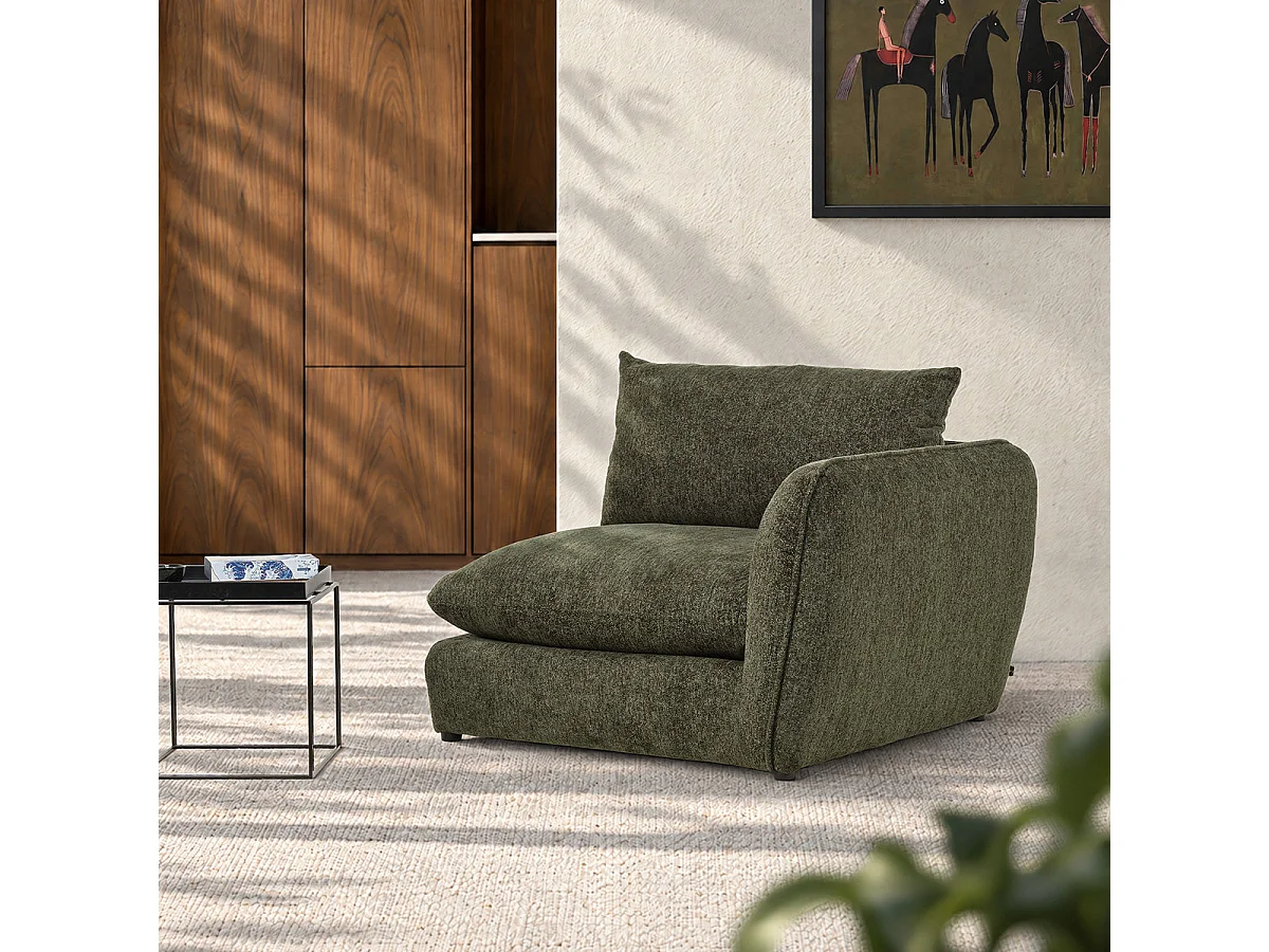 Esquina modular de felpa verde jaspeada
