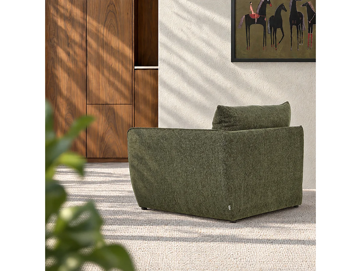 Esquina modular de felpa verde jaspeada