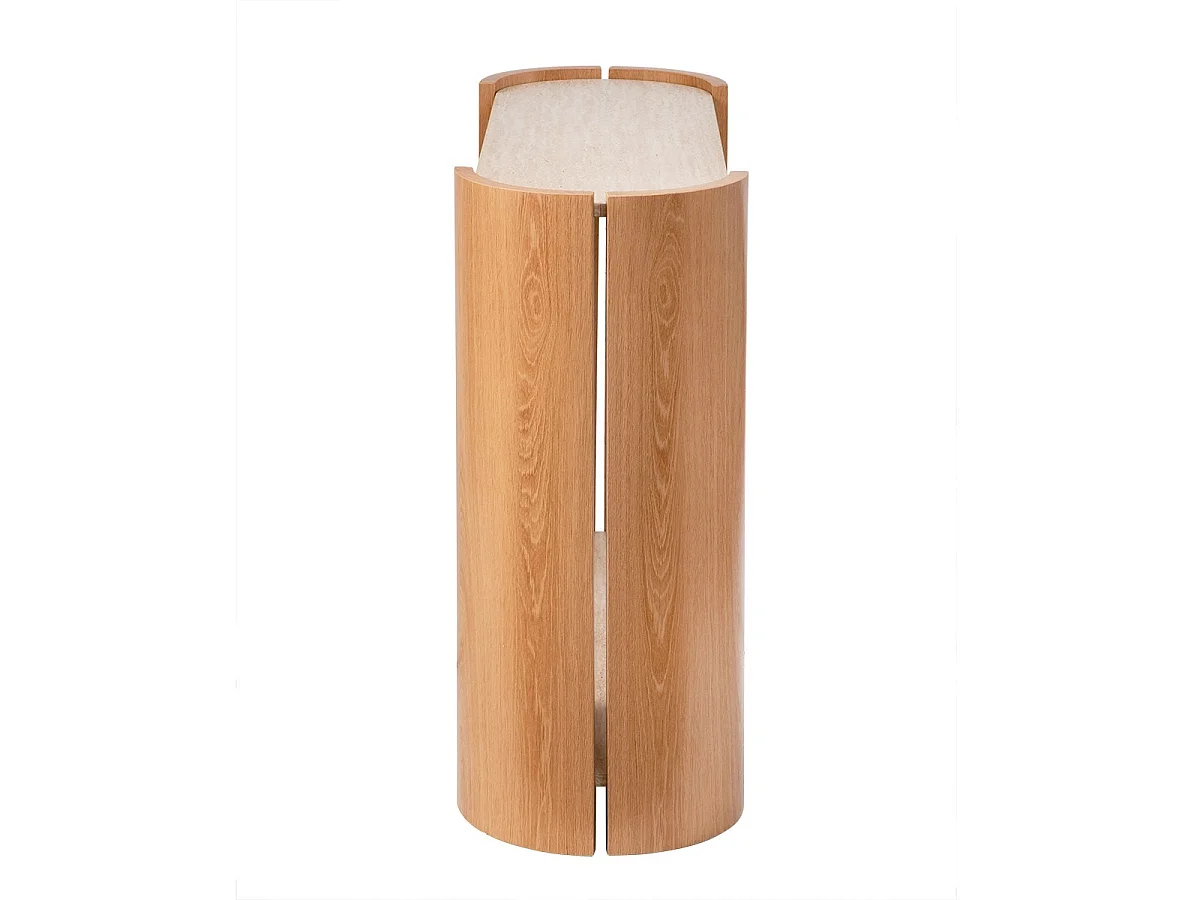 Console à 2 niveaux décor travertin et bois L100 cm - IZIA