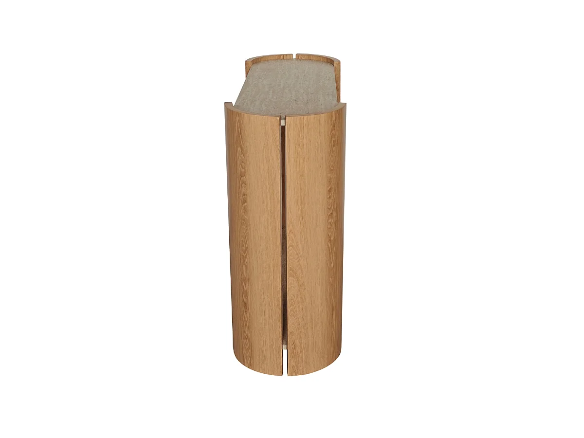 Sidetable met travertin- en houtafwerking, 100 cm breed - IZIA