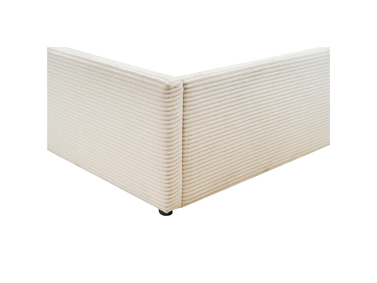 Lit coffre 160x200 cm en velours côtelé beige - ROMY