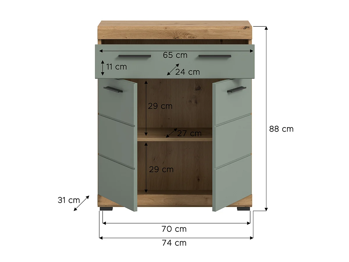 Meuble de rangement salle de bain 2 portes L74 cm - GIO