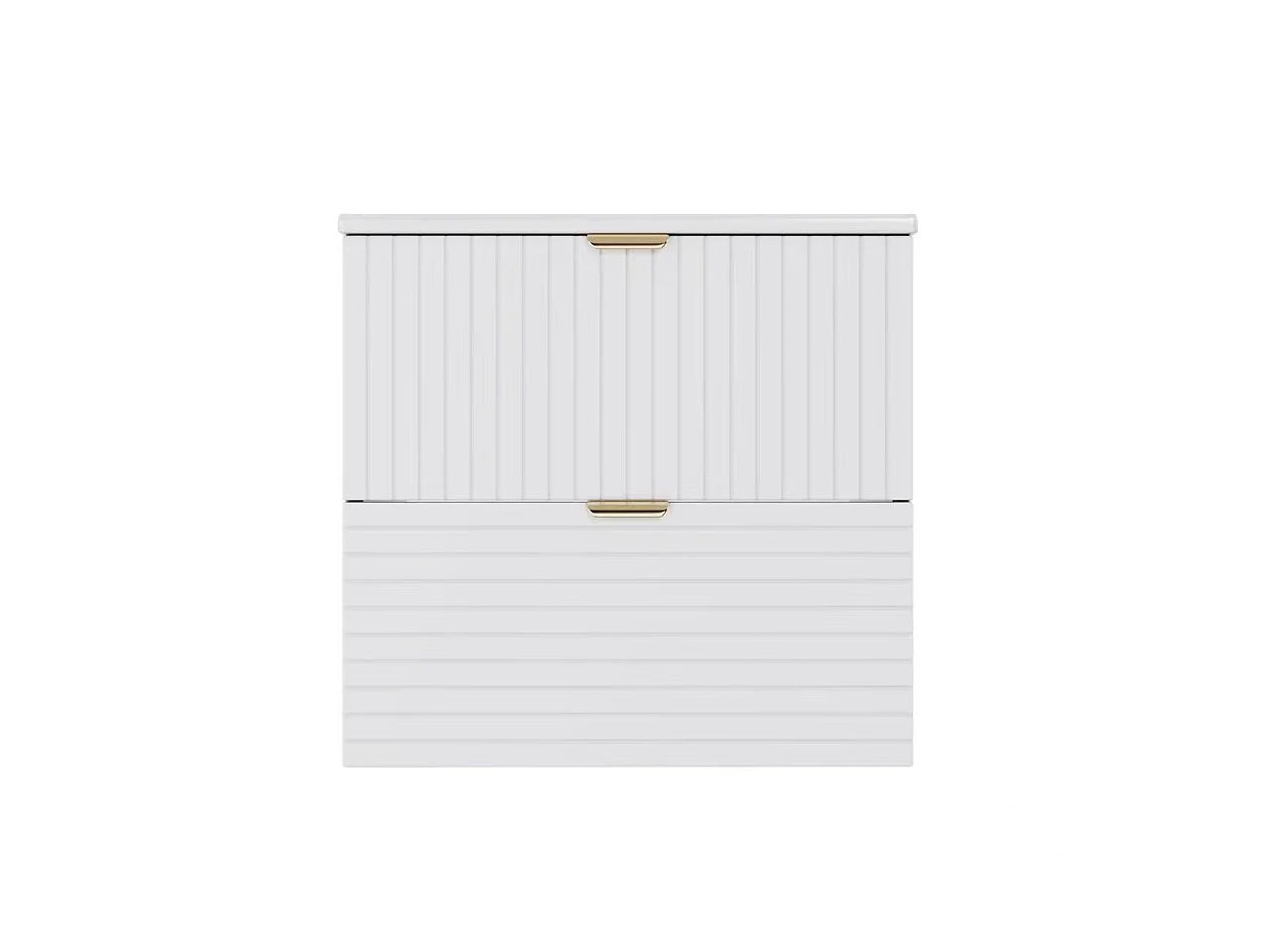 Wall-mounted bathroom cabinet 61x46x57 cm - Integrated sink - 2 drawers - Fully painted MDF - White