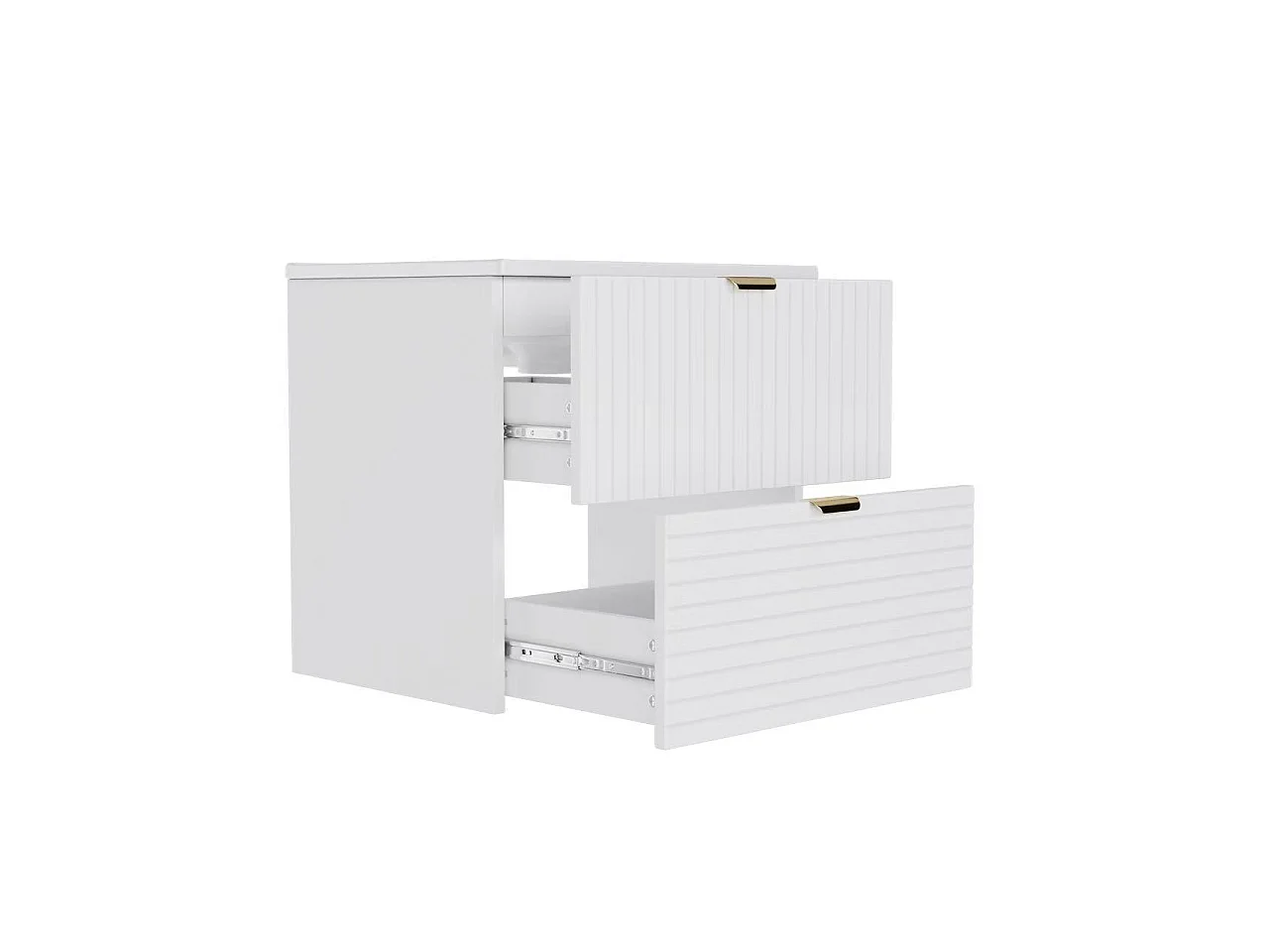Wall-mounted bathroom cabinet 61x46x57 cm - Integrated sink - 2 drawers - Fully painted MDF - White
