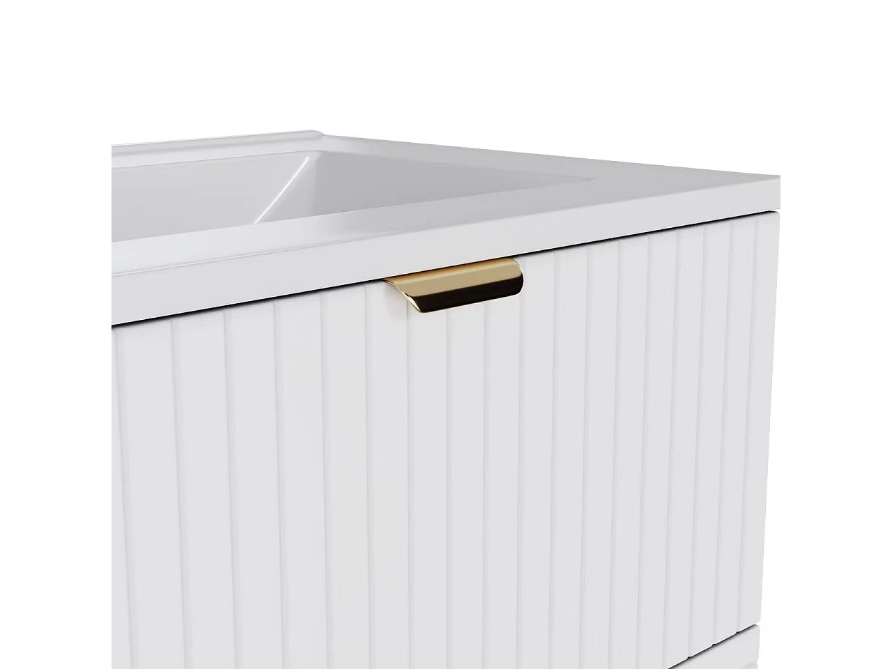 Wall-mounted bathroom cabinet 61x46x57 cm - Integrated sink - 2 drawers - Fully painted MDF - White