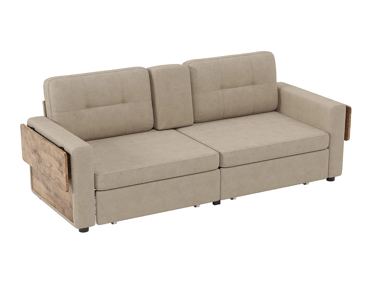 2-Zits Bank met Opbergruimte voor Woonkamer & Studio - Alles-in-Eén Sofa voor Kleine Ruimtes, Laden, Tafeltjes, Bekershouders, Chenille Stof