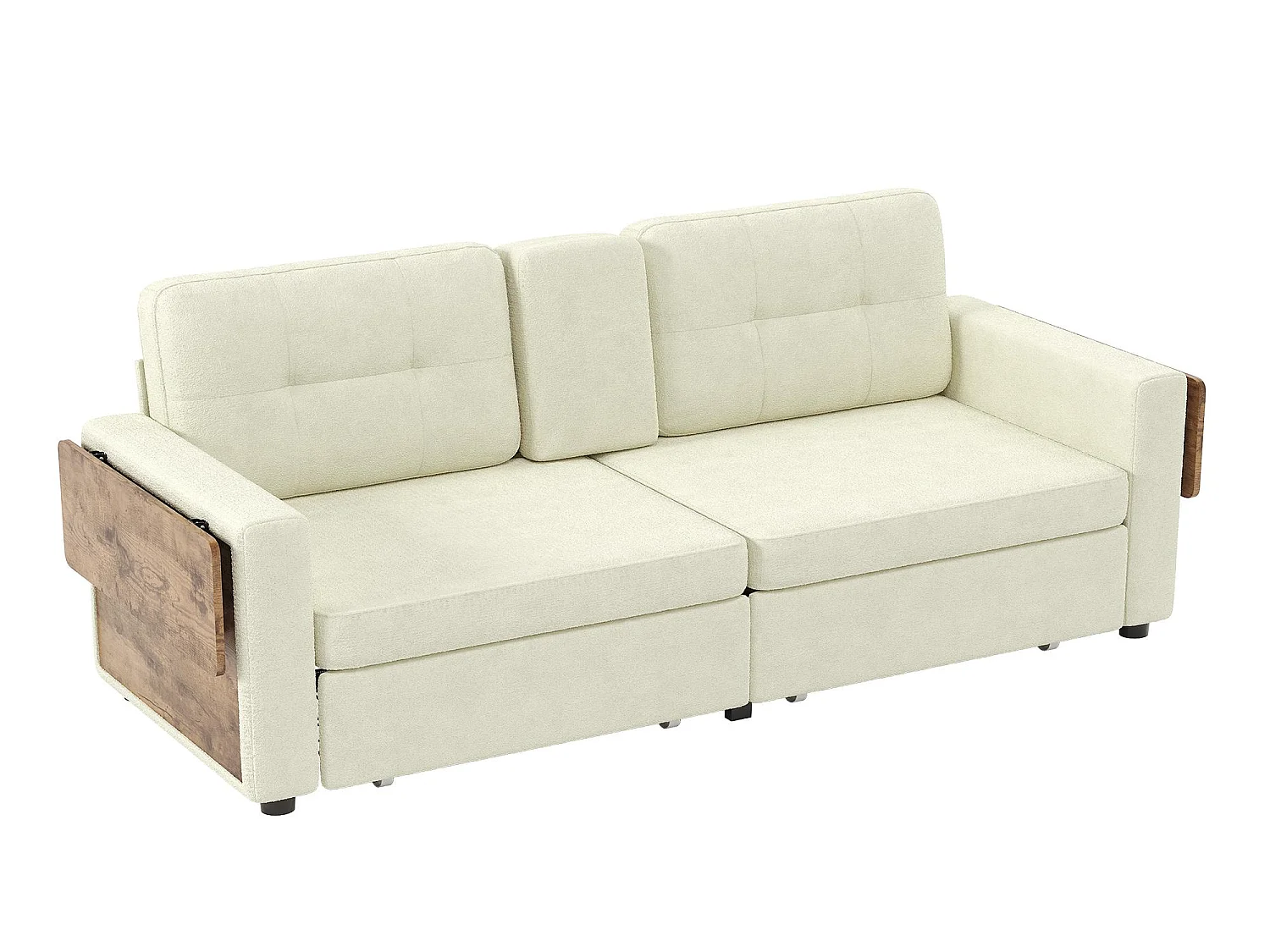 2-Zits Bank met Opbergruimte voor Woonkamer & Studio - Alles-in-Eén Sofa voor Kleine Ruimtes, Laden, Tafeltjes, Bekershouders, Chenille Stof