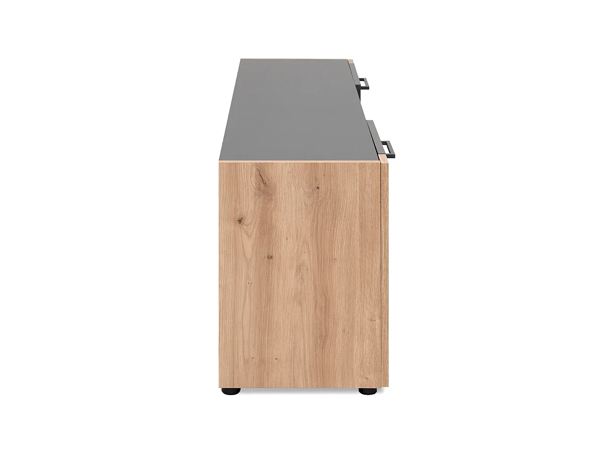 Mobile TV 2 porte, 2 nicchie aperte decorato grigio antracite e rovere artigianale L138 cm - LUMA