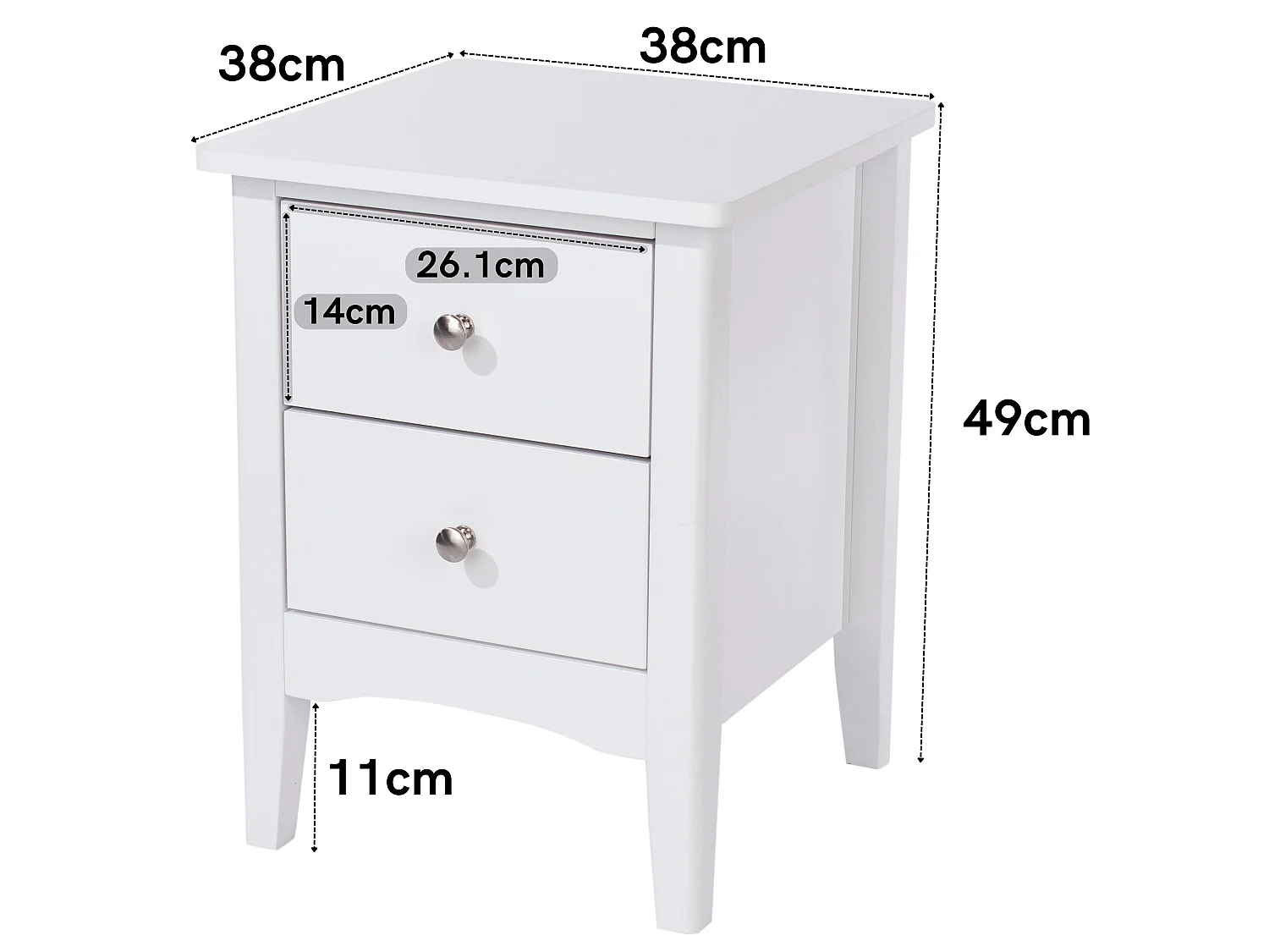 Pair of Como 2-Drawer Petite Bedside Cabinet, Set of 2