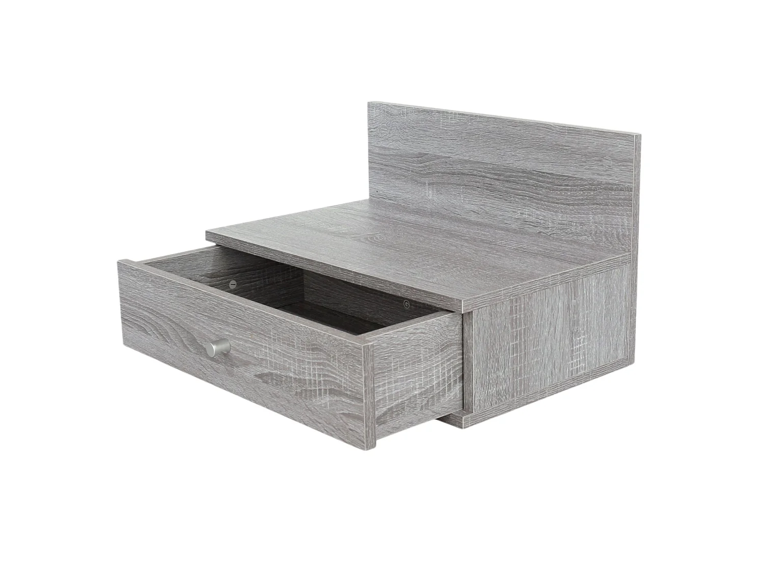 Pair Of Kelly Grey Oak Effect Wall Hanging One Drawer Bedside Cabinets