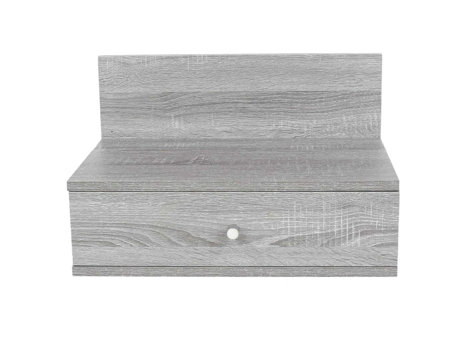 Pair Of Kelly Grey Oak Effect Wall Hanging One Drawer Bedside Cabinets