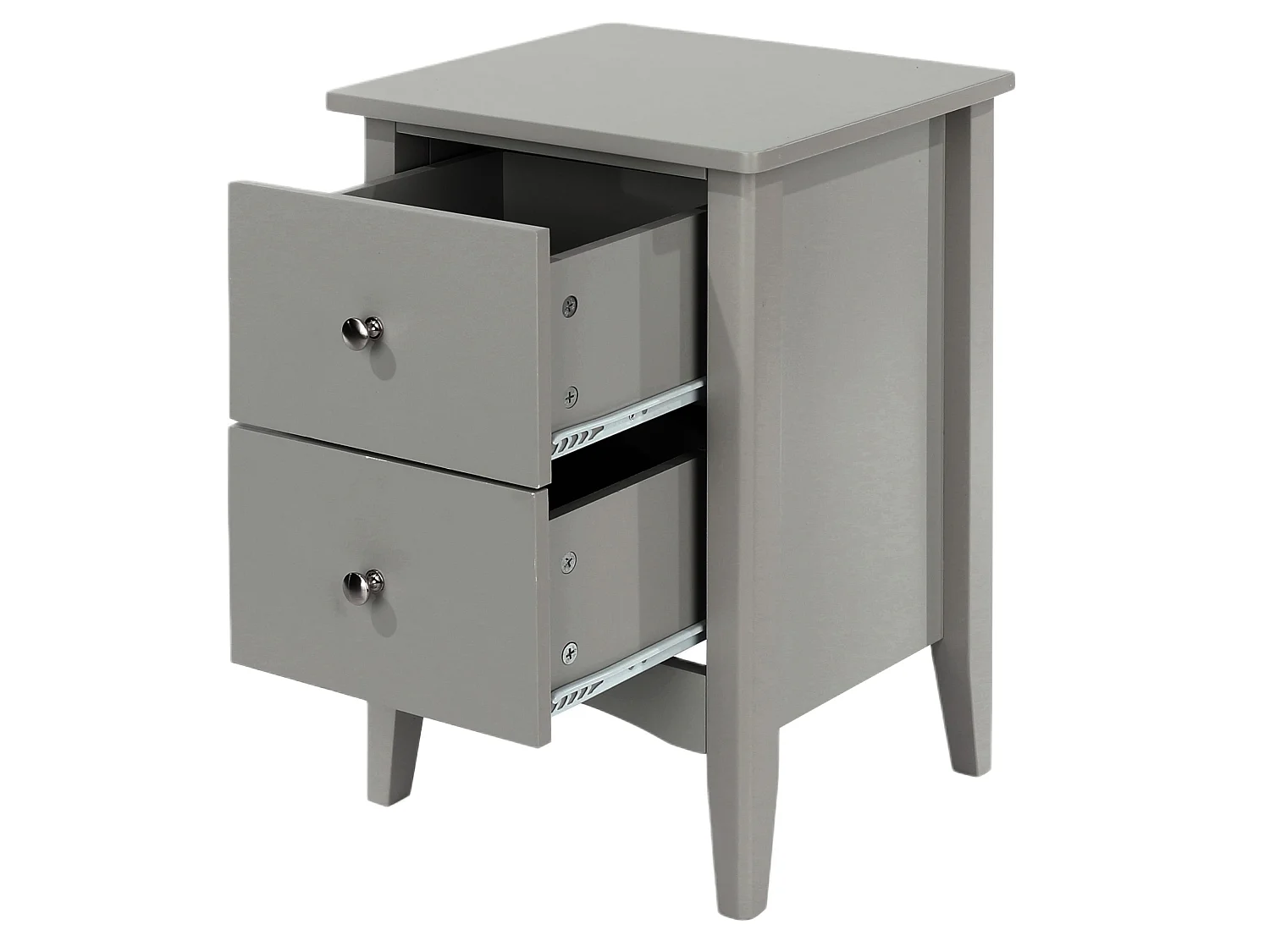 Como Tall 2-Drawer Grey Bedside Cabinet, Shaker Style