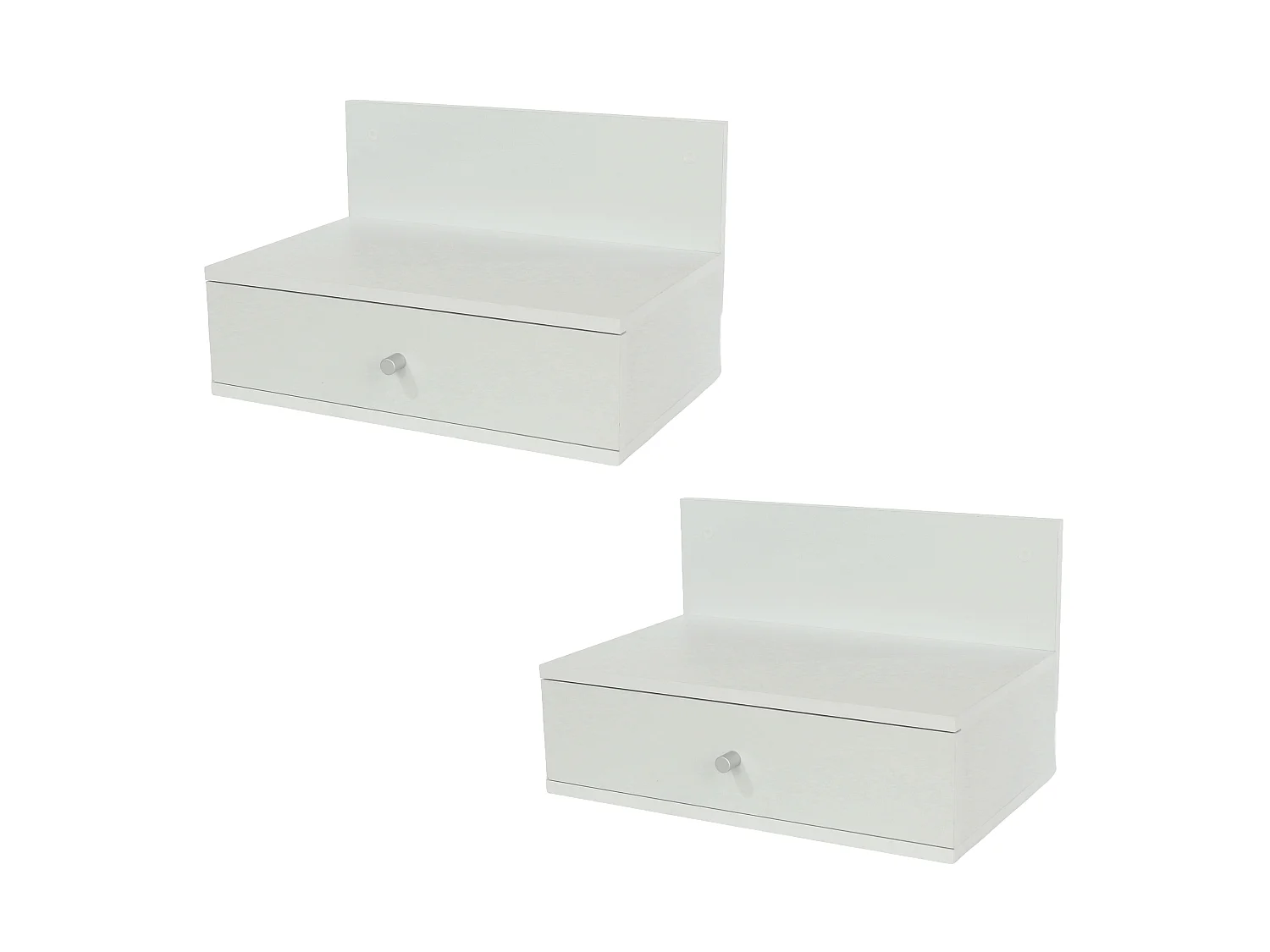 Pair Of Kelly White Wall Hanging One Drawer Bedside Cabinets
