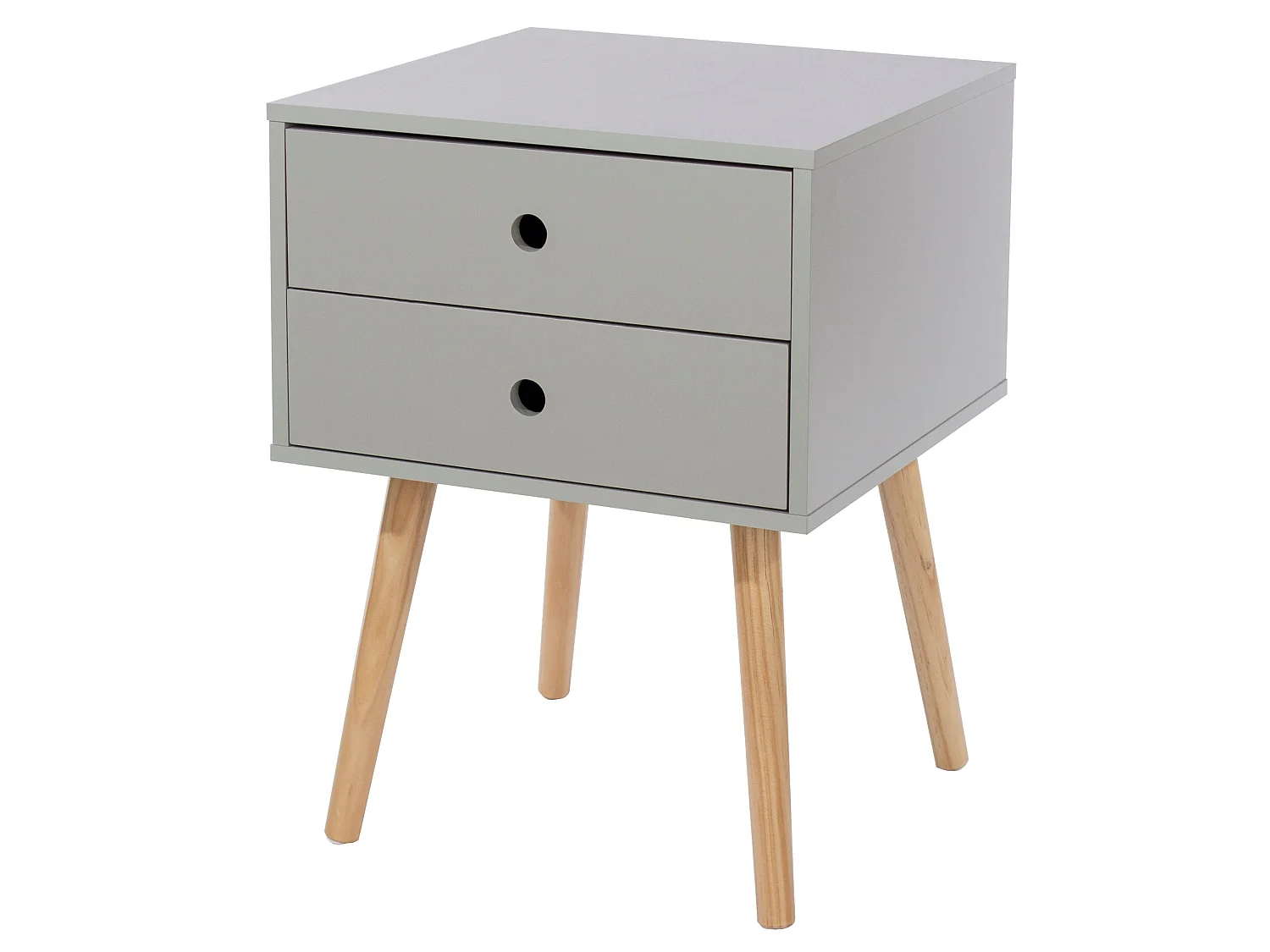 Scandia, 2 Drawer & Wood Legs Bedside Cabinet, Pack Of 2