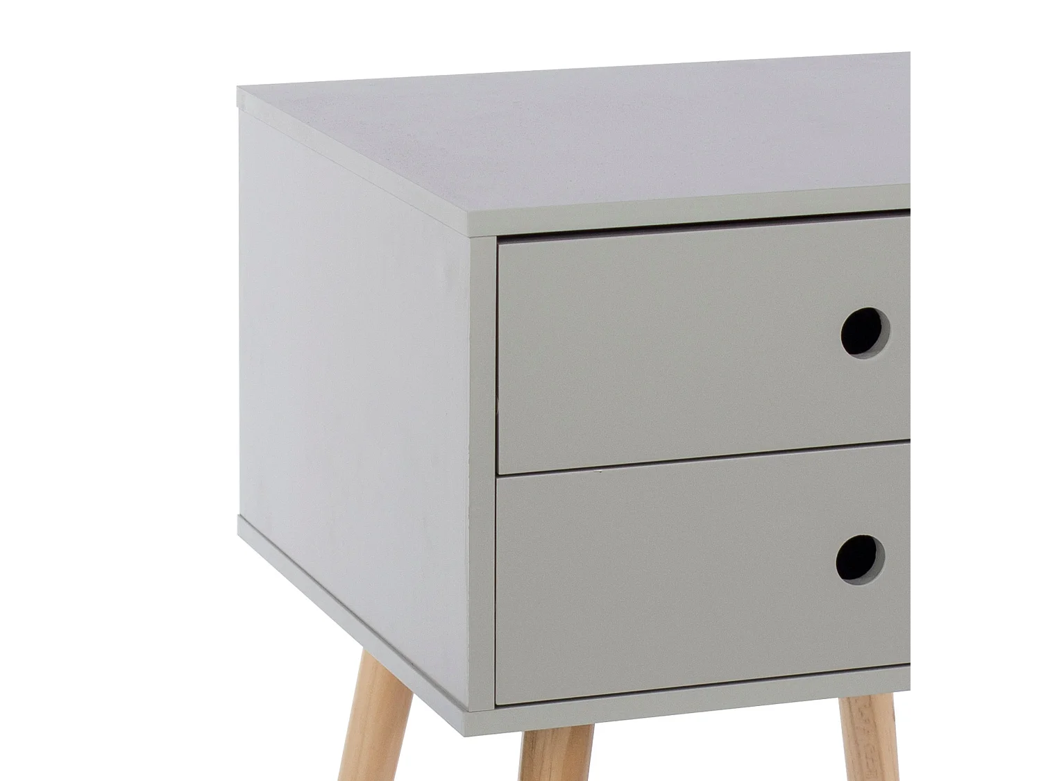 Scandia, 2 Drawer & Wood Legs Bedside Cabinet, Pack Of 2