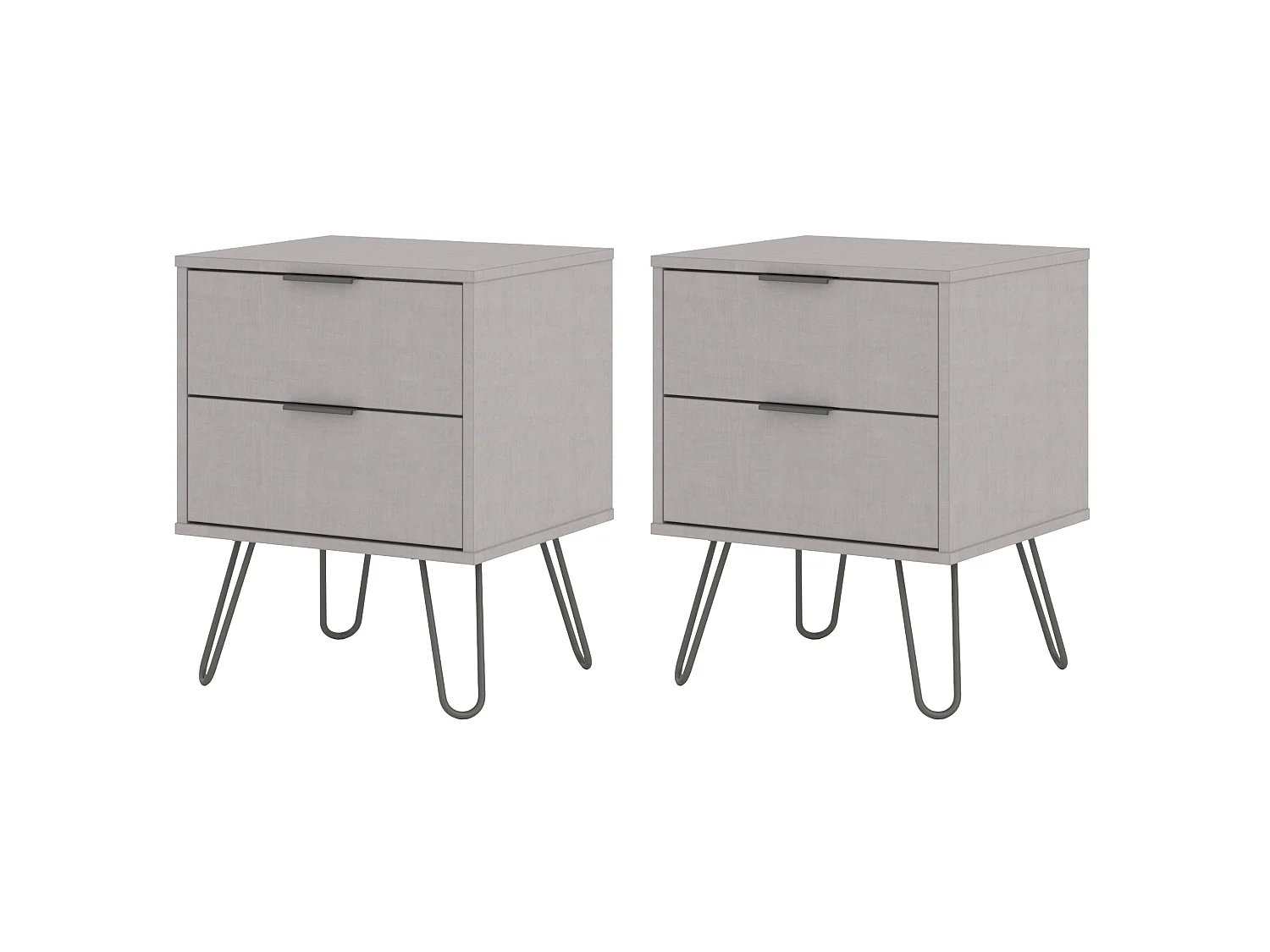 Augusta Pair of 2-Drawer Industrial Bedside Cabinets, Set of 2