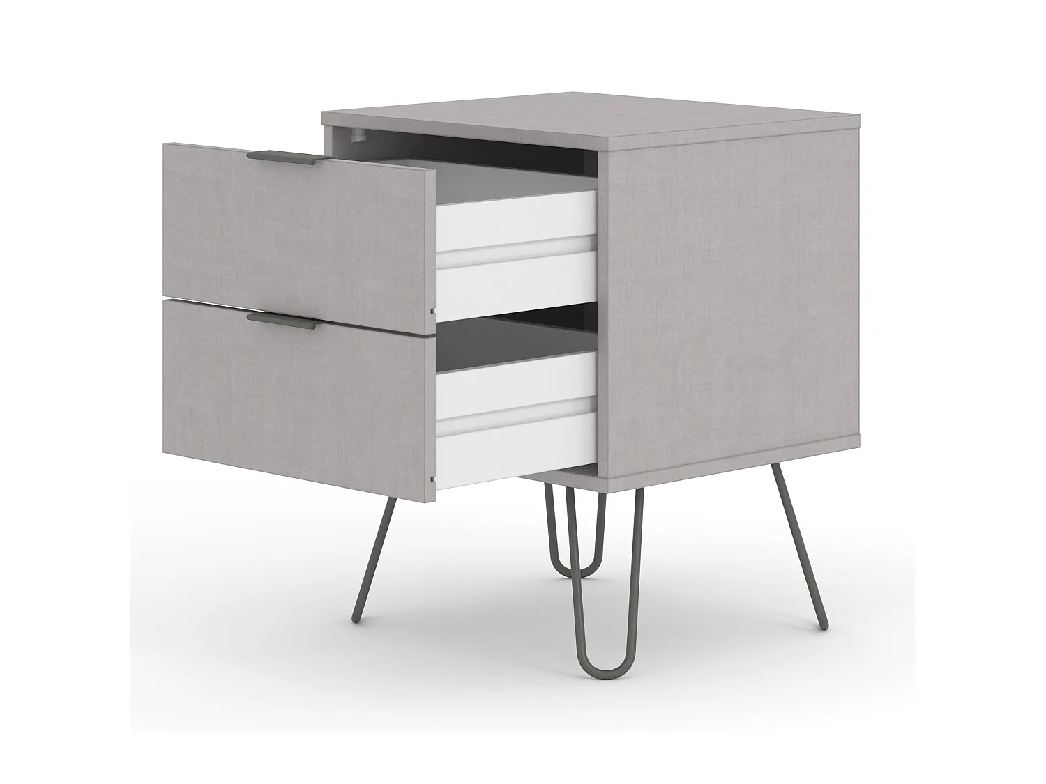 Augusta Pair of 2-Drawer Industrial Bedside Cabinets, Set of 2
