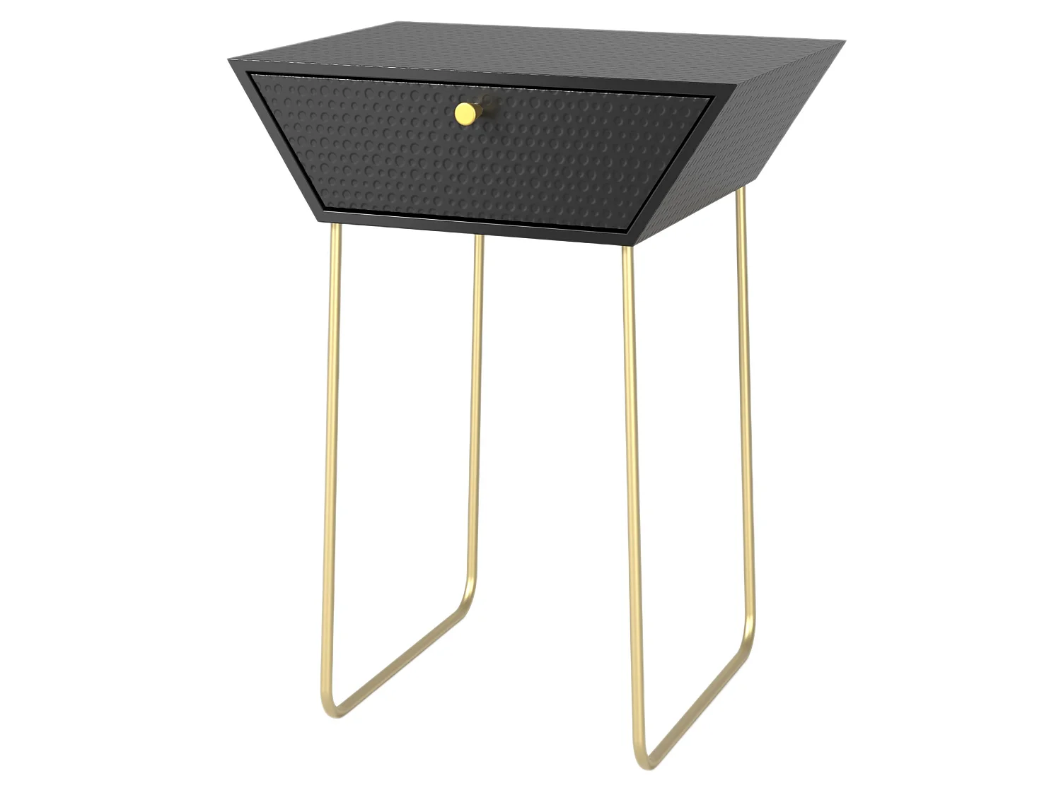 Apollo Metal 1 Drawer Bedside Cabinet, Black With Gold Handle And Legs