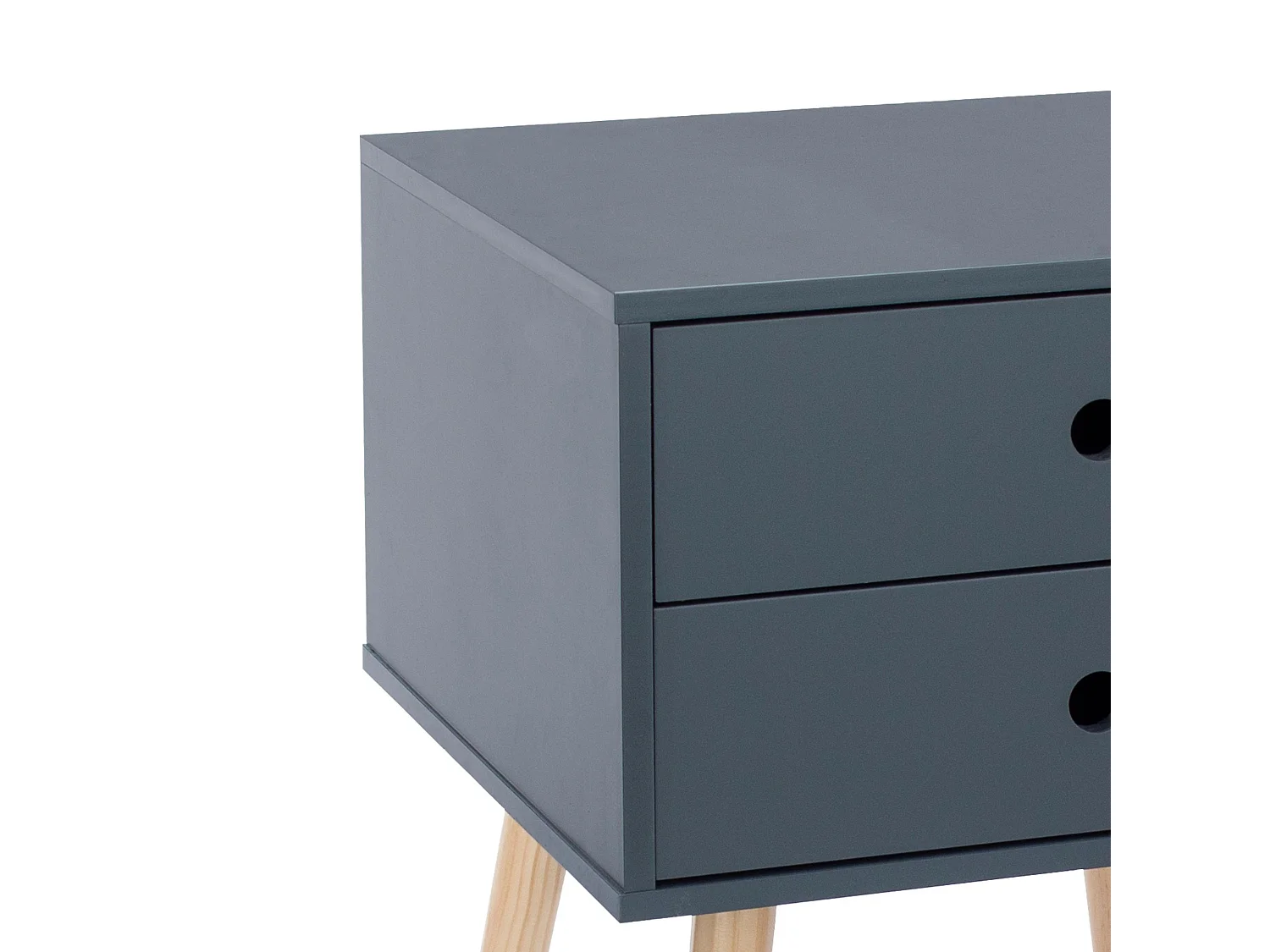 Scandia, 2 Drawer & Wood Legs Bedside Cabinet, Pack Of 2