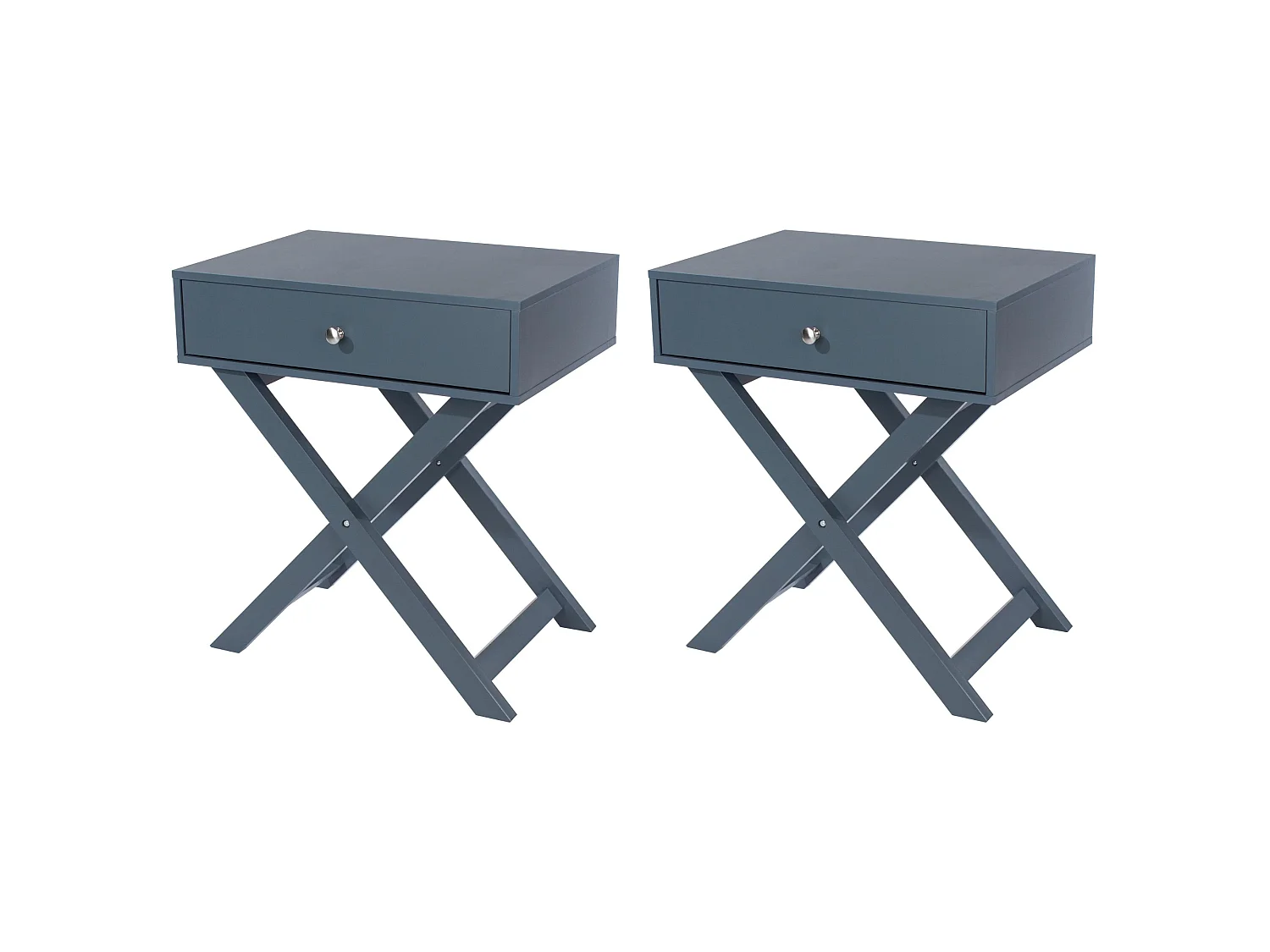 Pair of Options 1-Drawer Modern Bedside Cabinets, X-Leg Frame, Set of 2