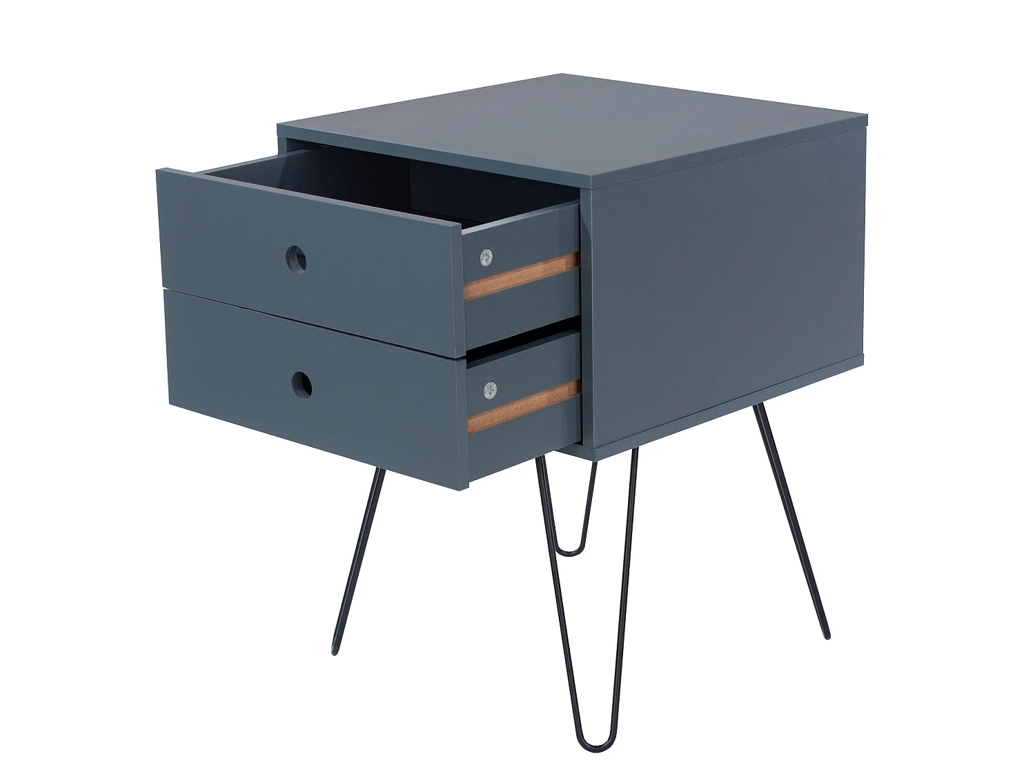 Pair of Telford 2-Drawer Modern Bedside Cabinets, Metal Hairpin Legs, Set of 2