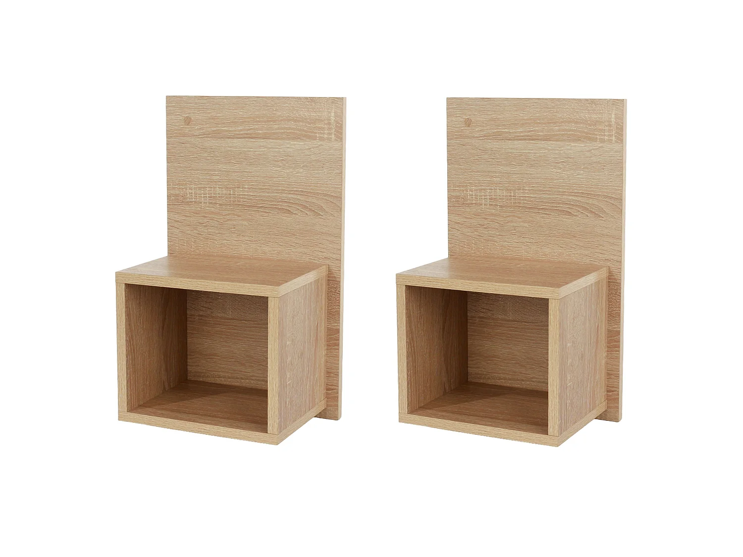 Pair Of Kelly Oak Effect Wall Hanging Open Compact Bedside Tables