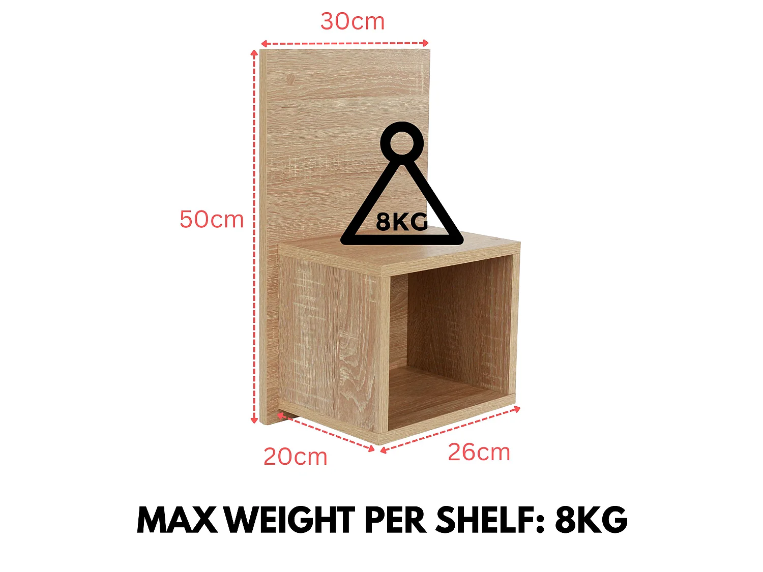 Pair Of Kelly Oak Effect Wall Hanging Open Compact Bedside Tables