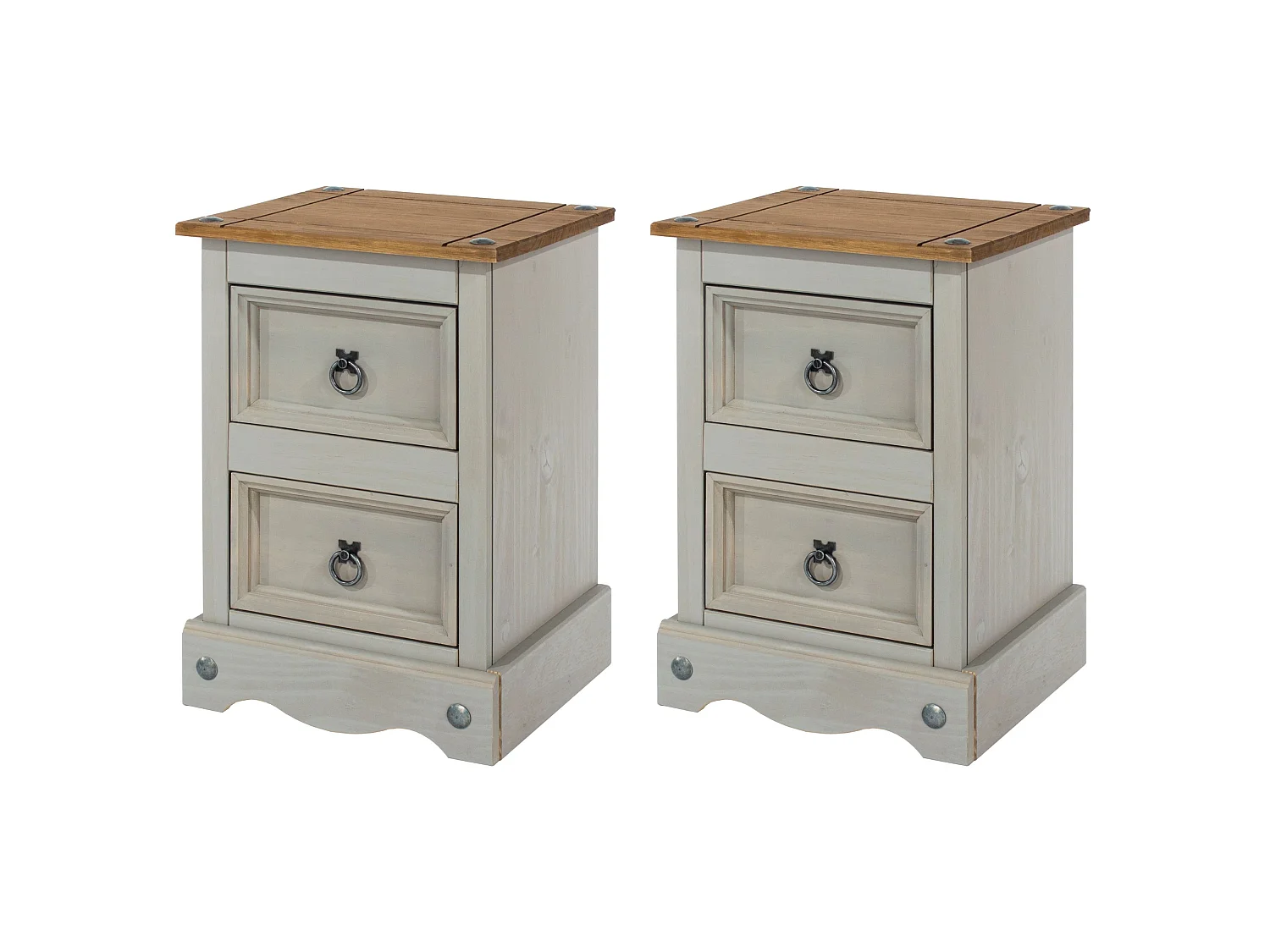 Set of 2 Corona Petite 2-Drawer Bedside Cabinets
