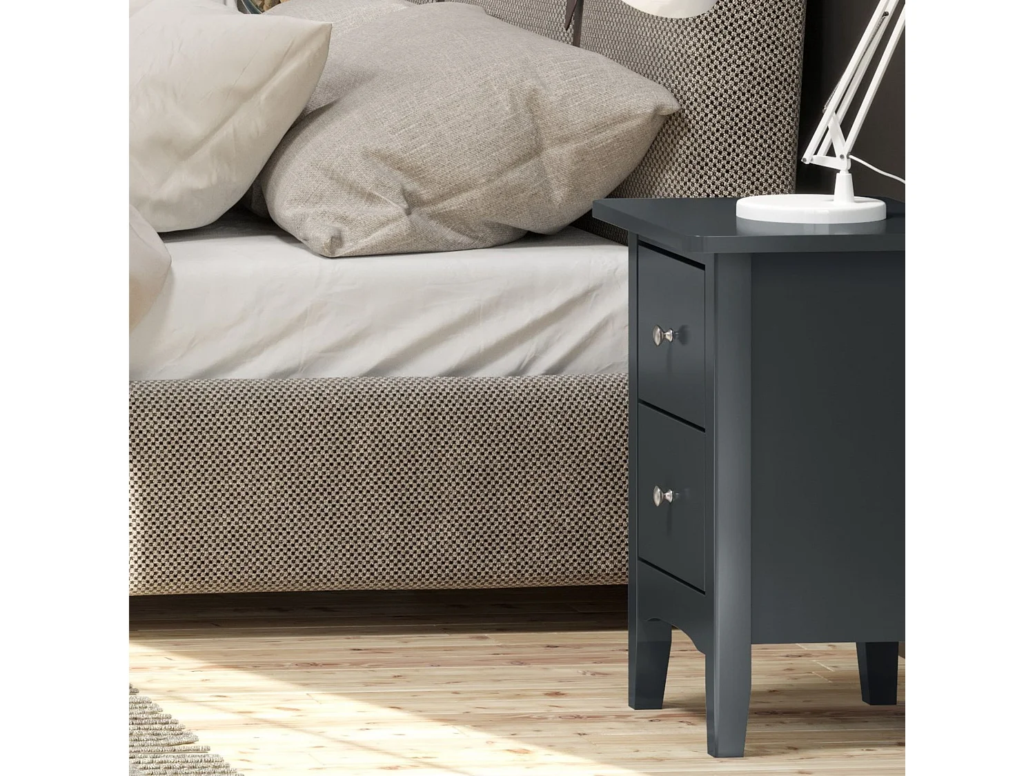 Pair of Como 2-Drawer Petite Bedside Cabinet, Set of 2