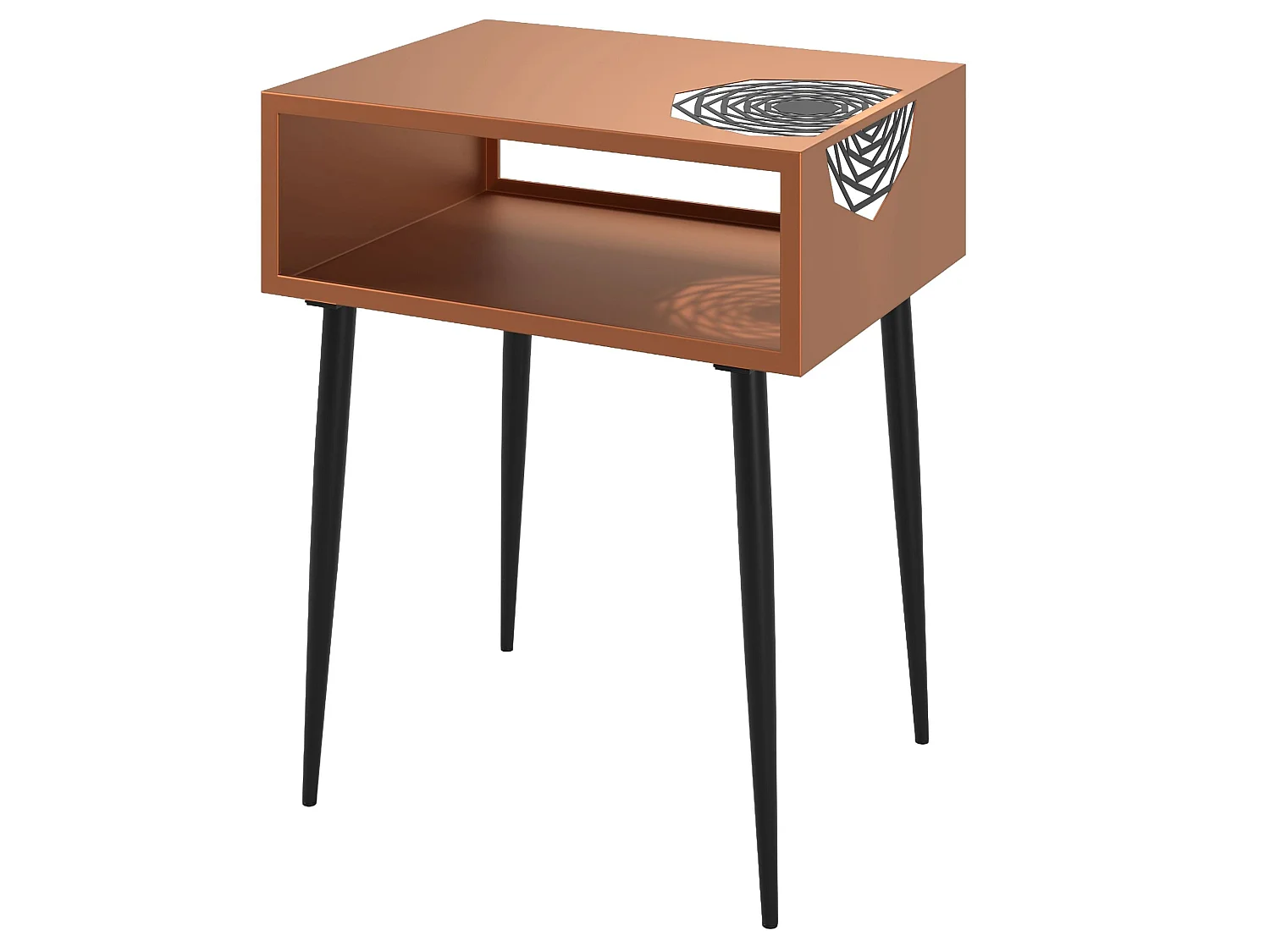 Galaxy Metal Bedside Table, Copper With Black Legs
