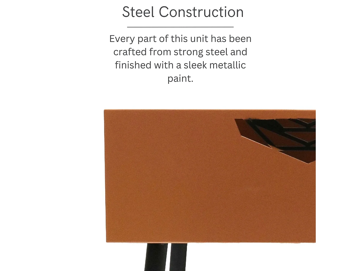Galaxy Metal Bedside Table, Copper With Black Legs